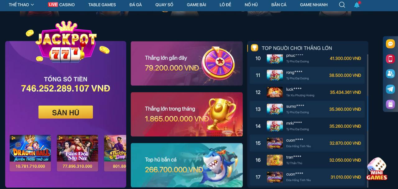 Giao diện sảnh cược Jackpot New88 với hiệu ứng đồ họa sắc nét